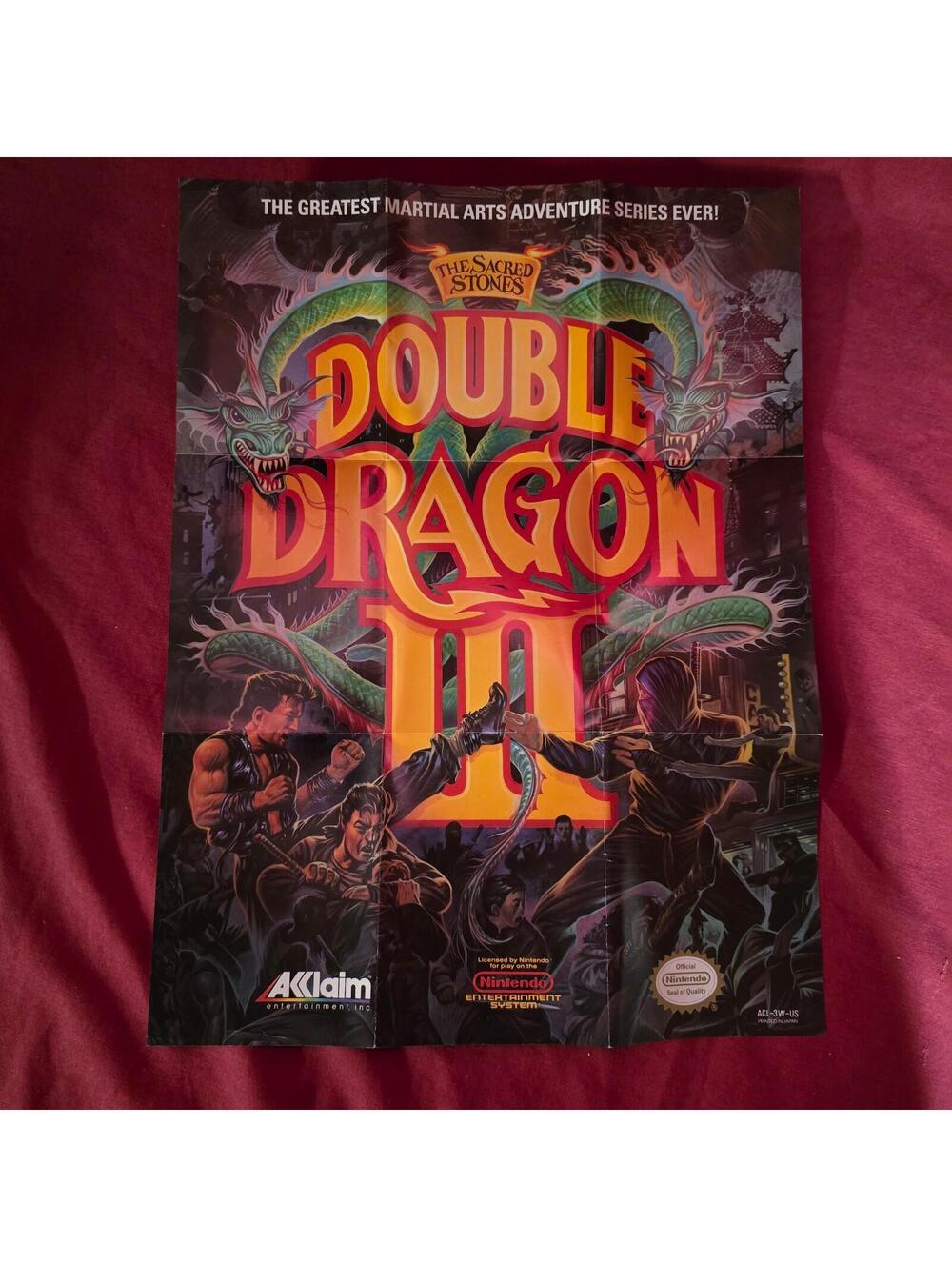 1990 Nintendo Poster "ACCLAIM'S POWER LINE-UP" (ACL-3W-US) + "DOUBLE DRAGON III"